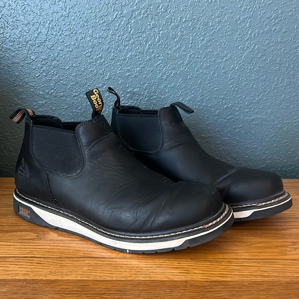 GEORGIA BOOT Men 4" Black AMP LT Wedge Work Romeo Boots